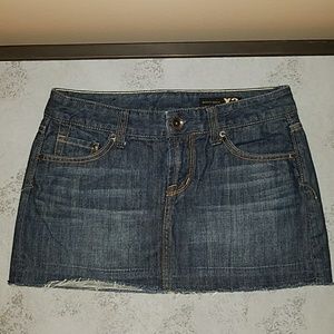 Express X2 Dark Wash Jean Mini Skirt